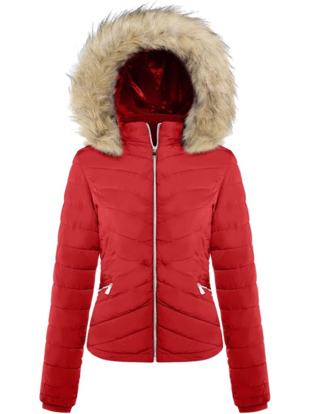 Cozy Women's Winter Puffer Coat with Fleece Lining & Fur Hood - Warm & Stylish